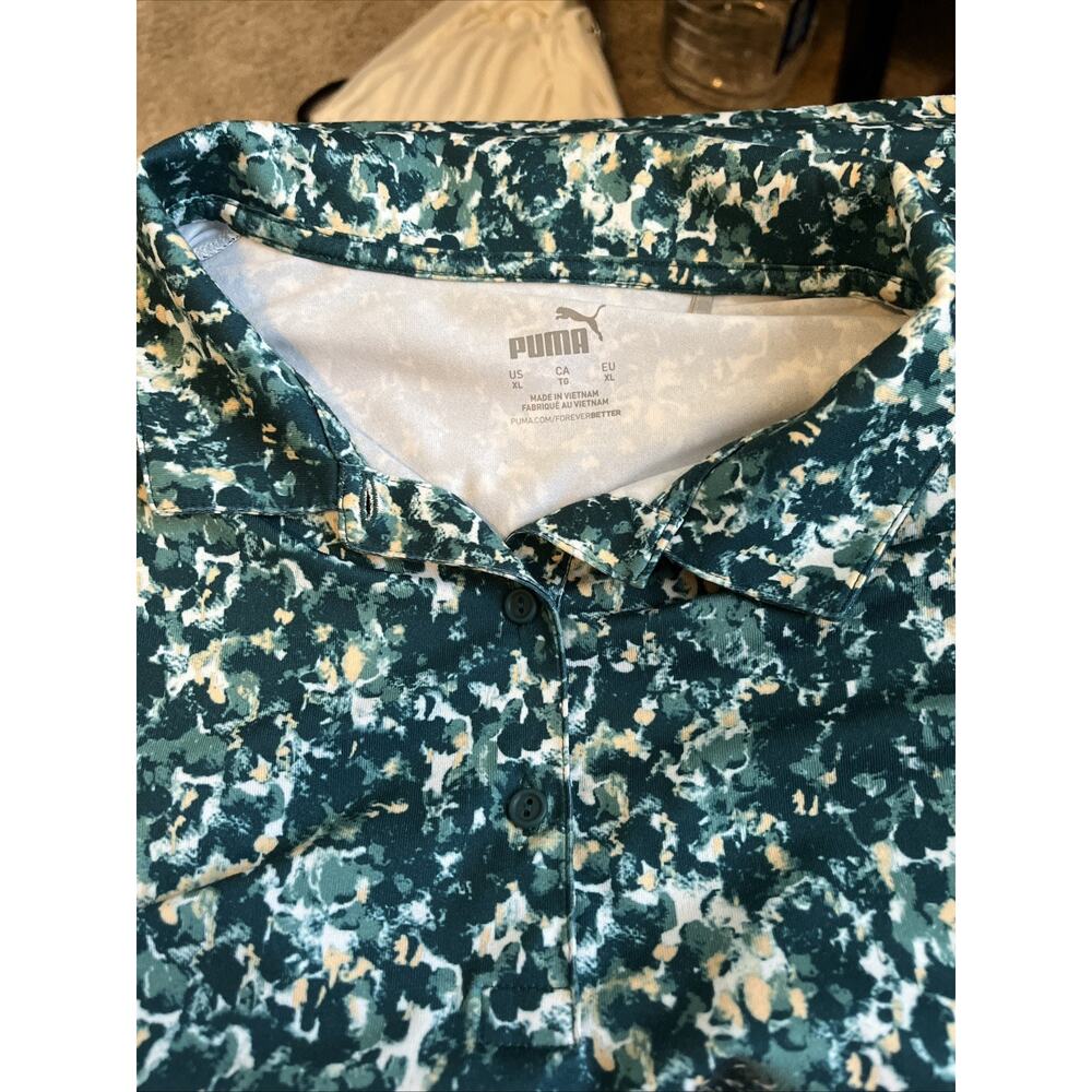 PUMA Women's Green Cloudspun Camo Polo Golf Shirt Size XL Short Sleeve Polyester - Picture 5 of 5